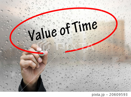 Man Hand writing Value of Time by black marker on visual screen. 20609593
