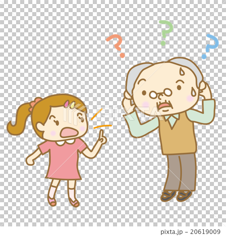難聴のシニア男性に話しかける女の子 20619009