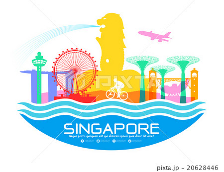 Singapore Travel Landmarksのイラスト素材