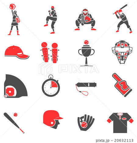 Baseball flat icons setのイラスト素材 [20632113] - PIXTA