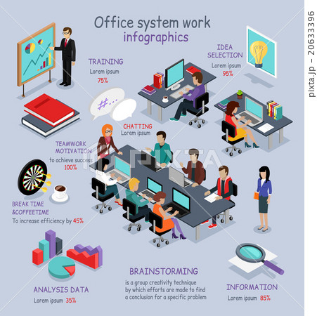Isometric Office System Work Infographic Isometric Office System Work Infographic 20633396