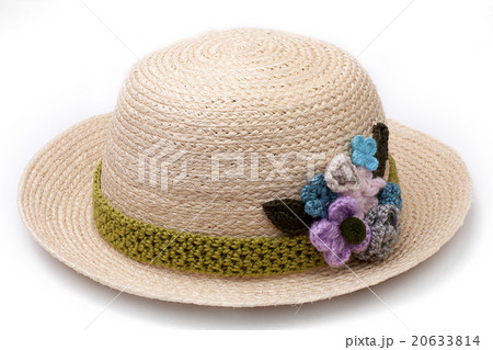 Woven hat decorated isolate on white background 20633814