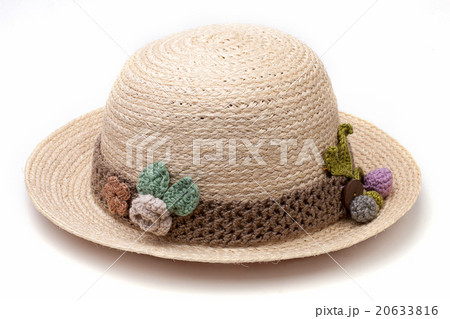 Woven hat decorated isolate on white background 20633816