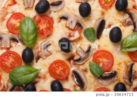 vegetarian pizza macro texture. horizontal vegetarian pizza macro texture. horizontal 20634715
