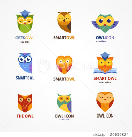 Owl outline icons collection 20636324