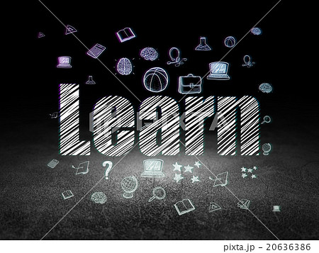 Education concept: Learn in grunge dark room 20636386