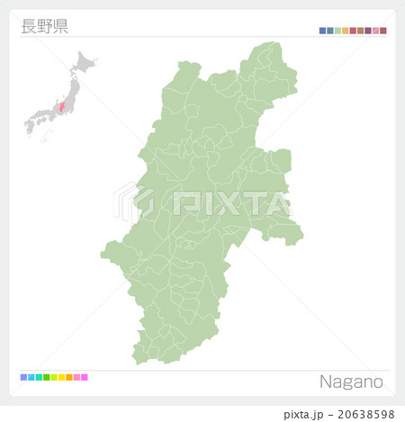 長野県の地図のイラスト素材