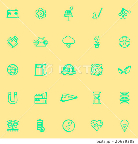 Renewable energy line green color icons Renewable energy line green color icons 20639388