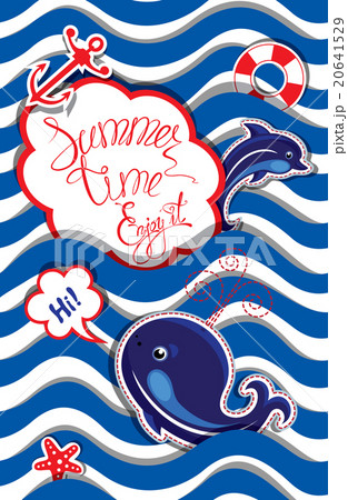 Funny Card with blue whale and dolphin 20641529