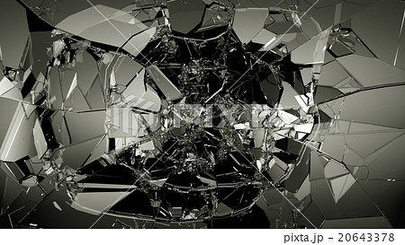 Glass breaking and shatter on black 20643378