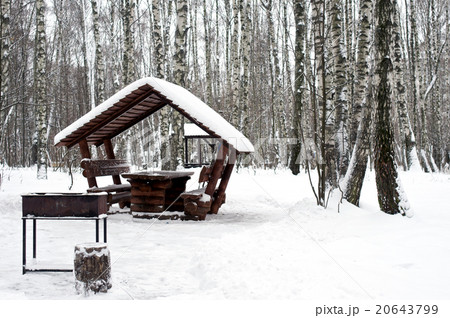 Alcove with brazier covered with snow Alcove with brazier covered with snow 20643799