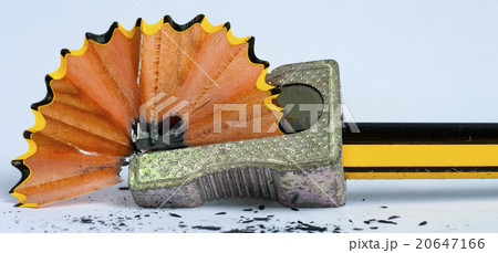 Closeup pencil sharpener with yellow black pencil 20647166