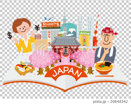 從一本打開的書，一個類似日本旅遊城市的形象，兩個人 20648342