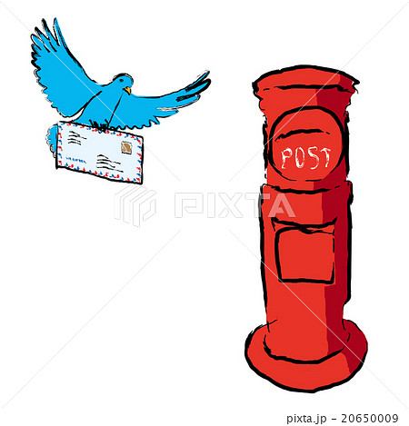 青い鳥とポストのイラスト素材 20650009 Pixta