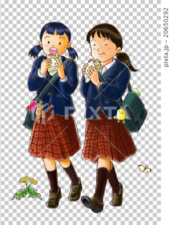 クレープを食べる女子のイラスト素材