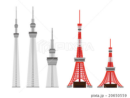 イラスト素材 東京タワーとスカイツリー のイラスト素材
