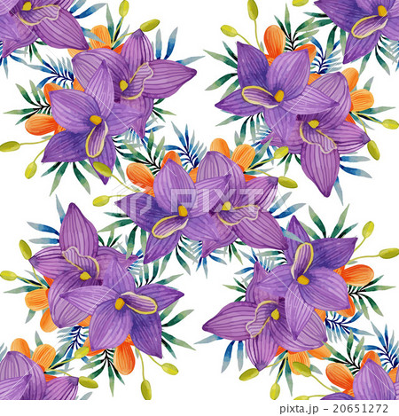 Watercolor seamless pattern of exotic flowers. 20651272