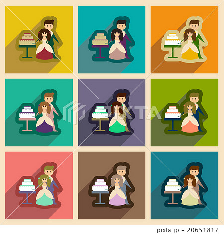 Set flat web icons with long shadow Bride Groom Set flat web icons with long shadow Bride Groom 20651817