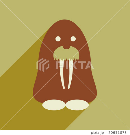 Flat web icon with long shadow walrus Flat web icon with long shadow walrus 20651873