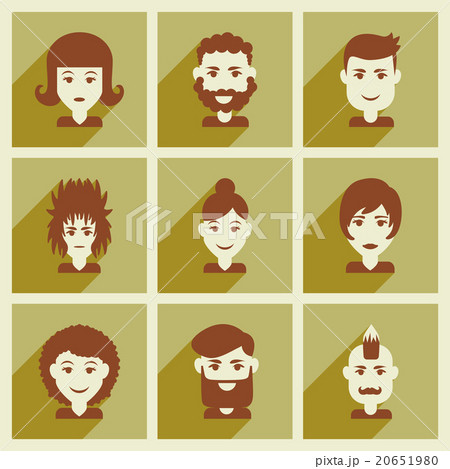 Set of flat web icons with long shadow haircut 20651980