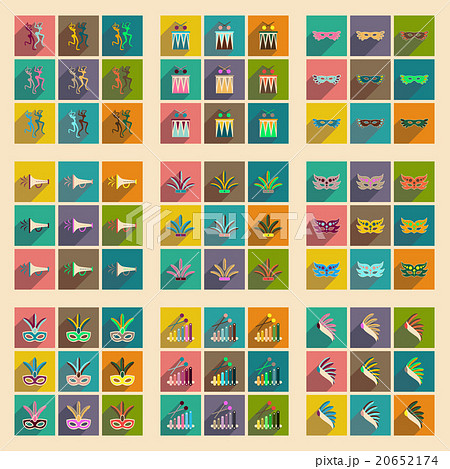 Concept of flat icons with long shadow Brazilian Concept of flat icons with long shadow Brazilian 20652174