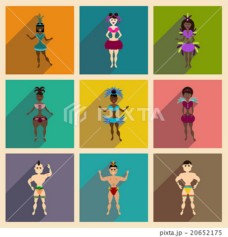 Concept of flat icons with long shadow Brazilian Concept of flat icons with long shadow Brazilian 20652175