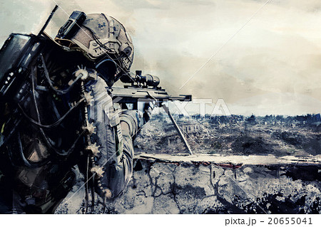 Futuristic Army Sniper のイラスト素材