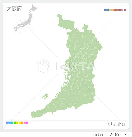 大阪府の地図のイラスト素材