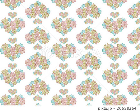 ハート形 アジア 模様 花柄 ハーブ 多肉植物 オーナメントプランツ デコニク サボテン 植物 水彩のイラスト素材 6564