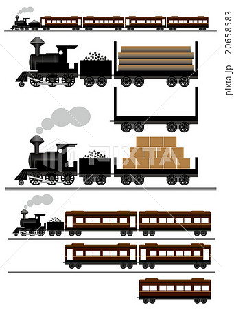 蒸気機関車 客車 貨車のイラスト素材 6585