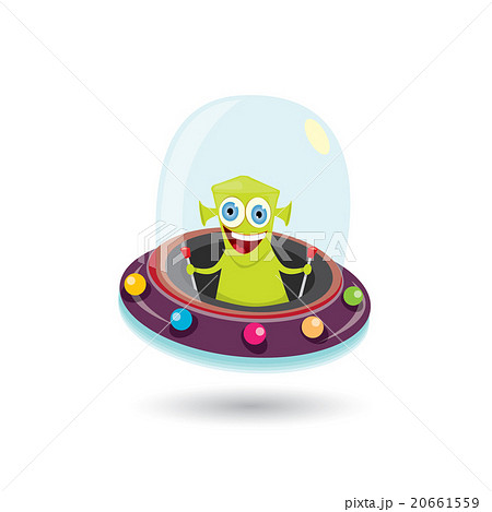 ufo. green alien vector. flying saucer 20661559