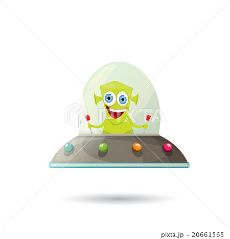 ufo. green alien vector. flying saucer 20661565
