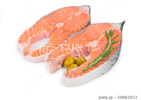 Two fresh salmon steaks. Two fresh salmon steaks. 20662072