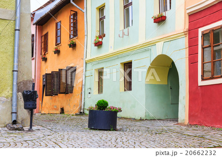 Medieval street view in Sighisoara 20662232