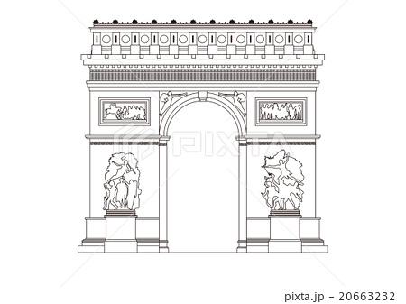 イラスト パリの凱旋門 のイラスト素材