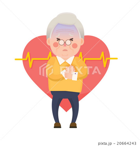 Old Man Heart Attack, Chest Pain Cartoon Character - Stock Illustration  [20664243] - PIXTA