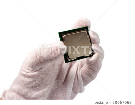 CPU in hand isolated on white background 20667069