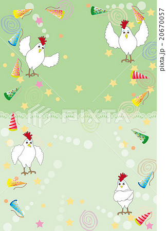 酉年の干支の可愛いニワトリのポップなグリーティングカードのイラスト素材