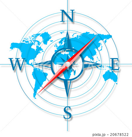 世界地図とコンパスのイラスト素材