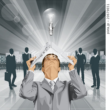 Vector Business Man Hides Under The Laptop Vector Business Man Hides Under The Laptop 20679651