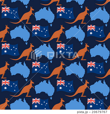 Australia day seamless ornament. Kangaroos flag 20679767