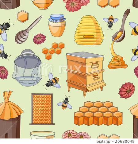 Honey pattern. Design with apiary sketch elements. Honey pattern. Design with apiary sketch elements. 20680049