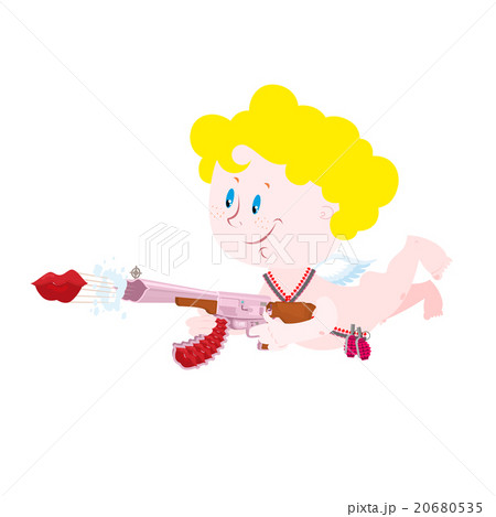 Armed with Cupid. Cute little angel with arms 20680535