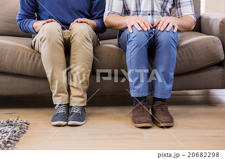 Gay couple relaxing on the couch 20682298