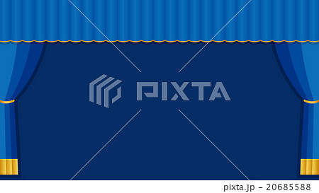 ステージ幕 ブルーのイラスト素材 6855