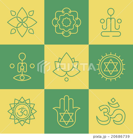 Vector yoga icons and line badges, graphic design 20686739