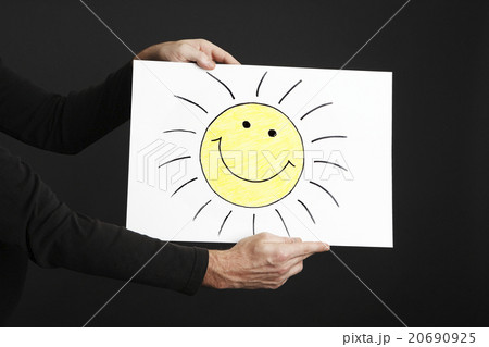 Man holding billboard with sun Man holding billboard with sun 20690925