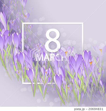 Floral frame with crocuses and snowdrops. Purple Floral frame with crocuses and snowdrops. Purple 20694831