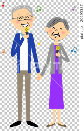 享受卡拉OK演唱的一對老夫婦 20695587