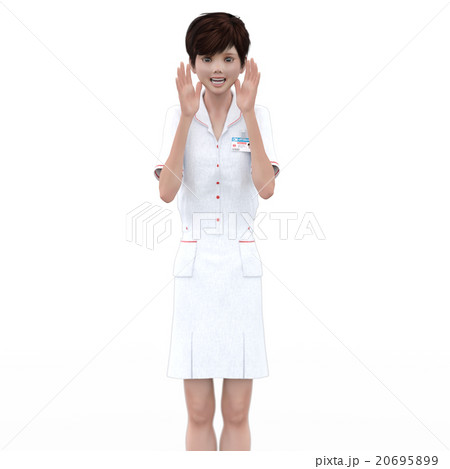 大きな声で声援を送る白衣の女性 Perming 3dcg イラスト素材のイラスト素材 6959